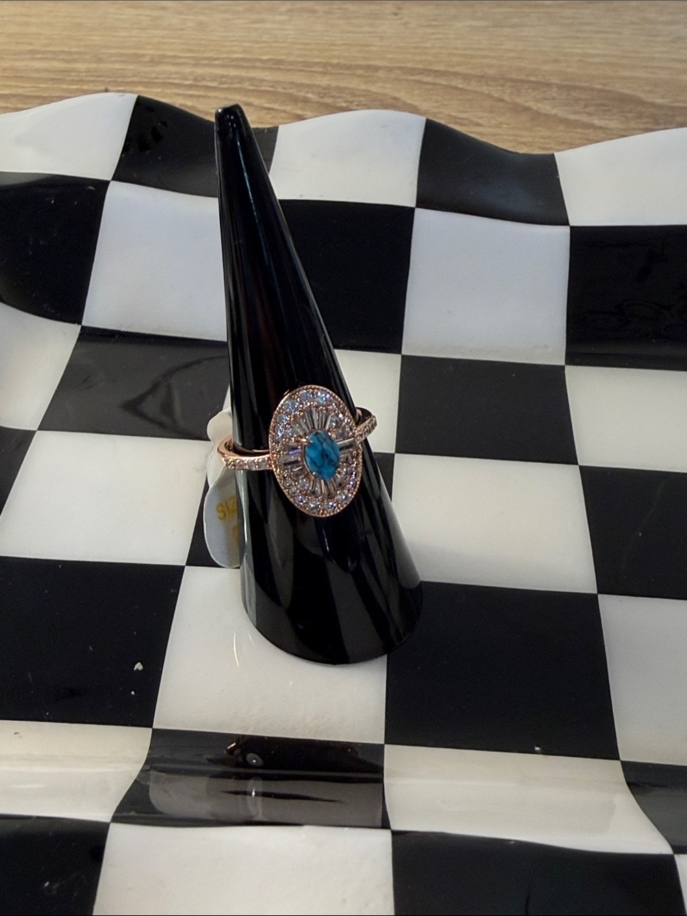 Bomb party ring size 7 turquoise rose gold